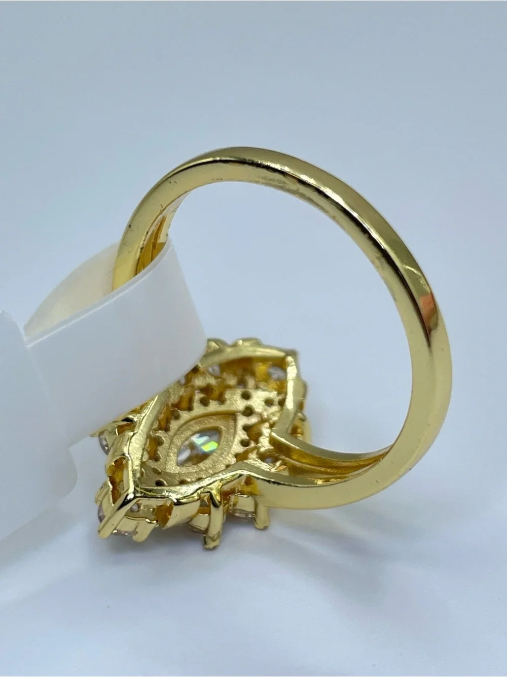 Swarovski Crystal Elements White Crystal Art Deco Ring Vintage Look Sz 8